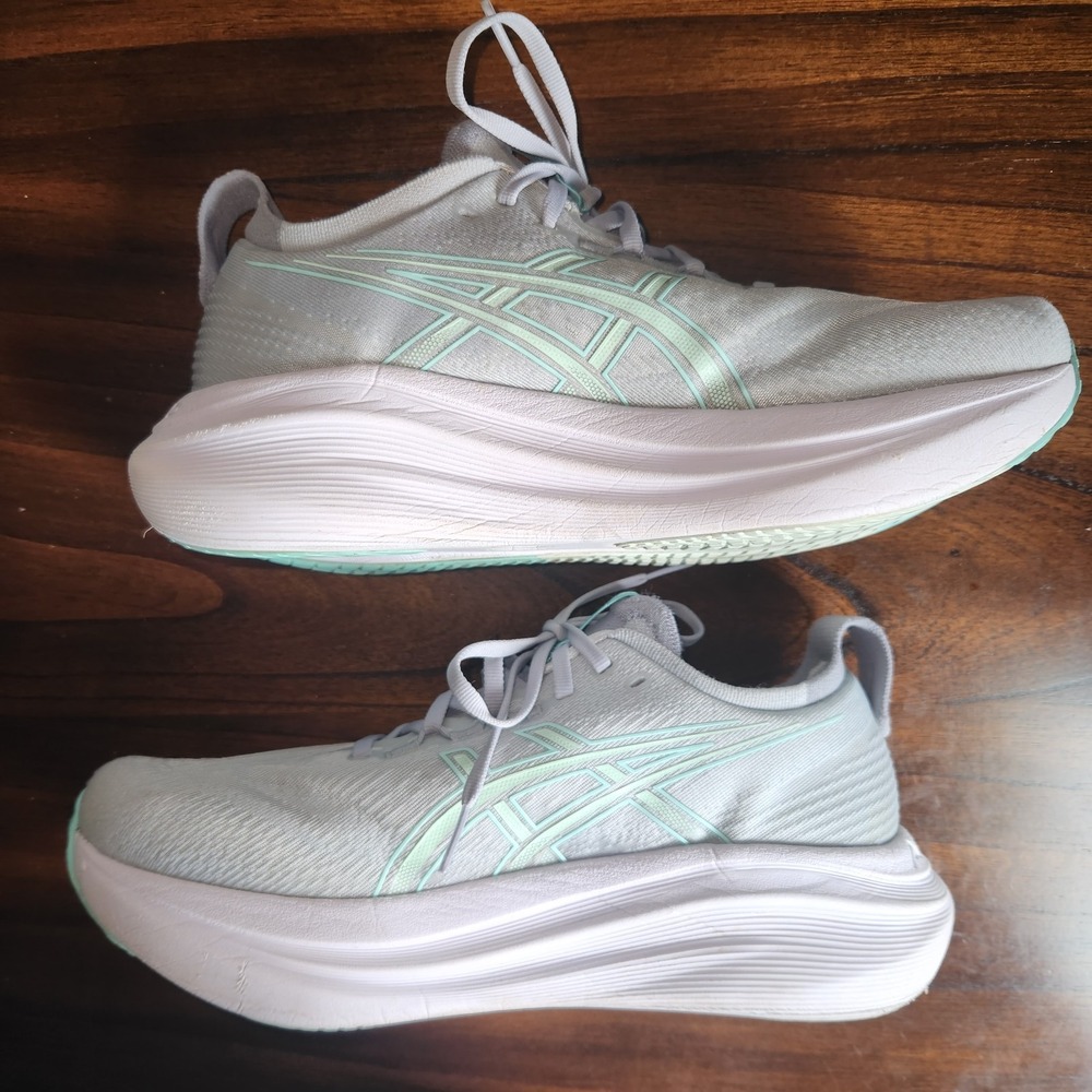ASICS Gel-Nimbus 27 Womens Size 9 Piedmont Grey Illuminate Mint Running Shoes - Picture 4 of 12